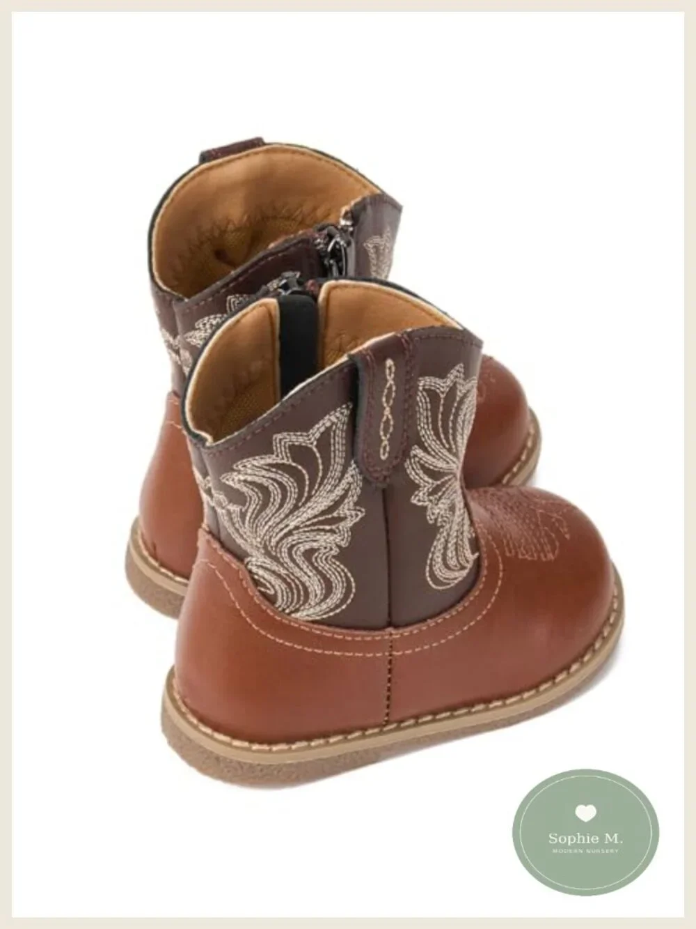 Toddler Cowboy Boots Girls Boys Infant Mid Calf Round Toe Mocc Leather Zip